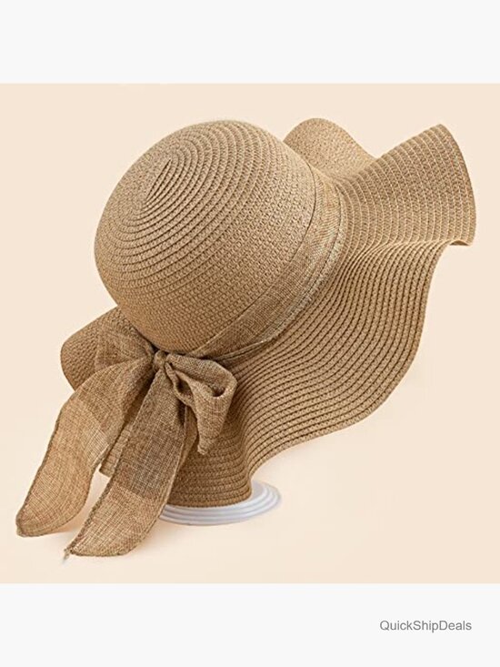 Wide Brim Floppy Sun Hat with Adjustable String - Foldable Roll-Up Straw Beach main image 4